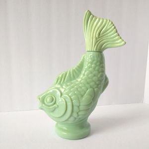 1970s Vintage Avon Green Koi Fish Foaming Bath Oil Jar